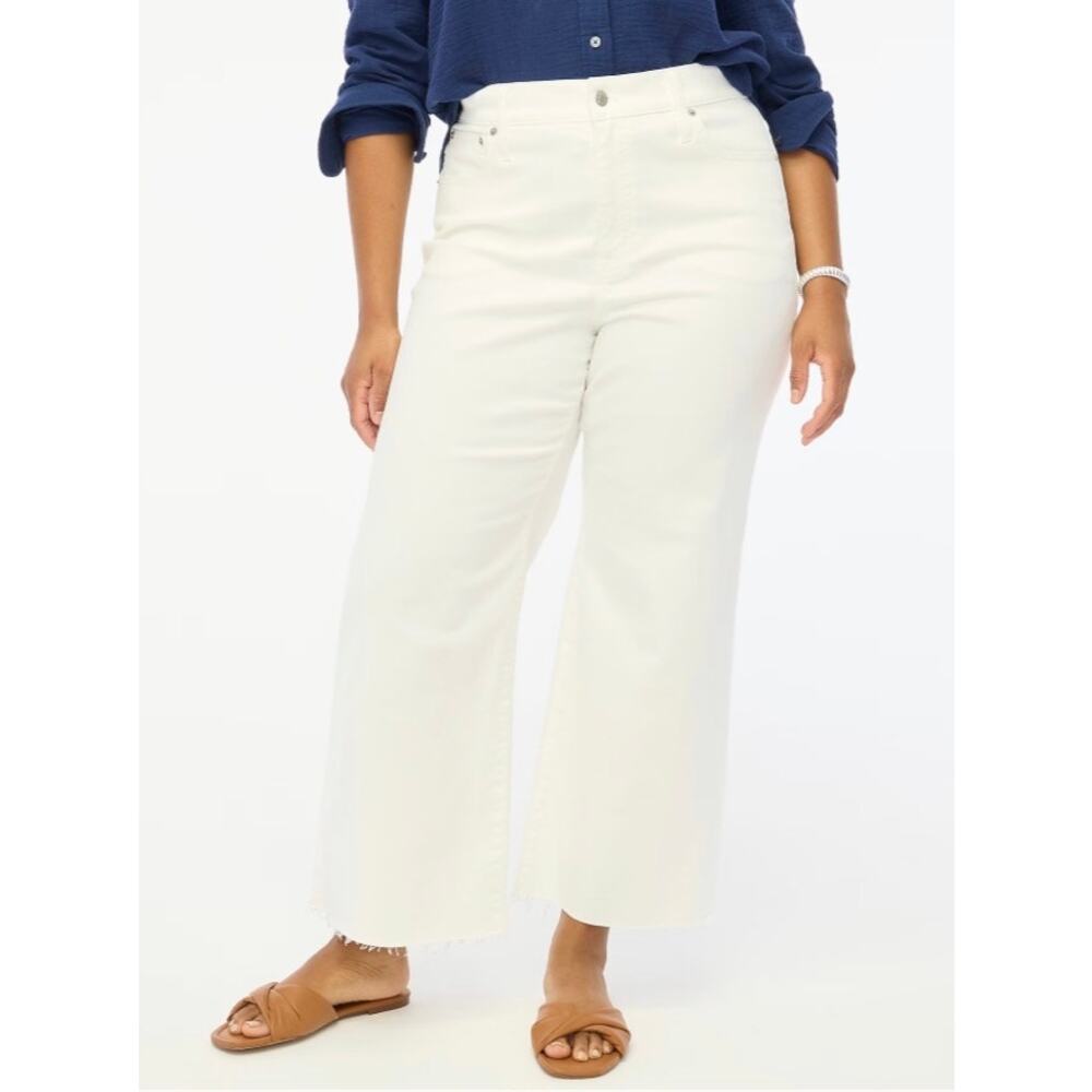 J. Crew Wide Leg Crop Jean in Seashell White Size 29T / 29 Tall